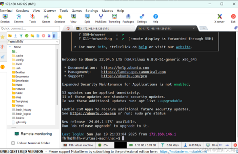 六、Ubuntu使用SSH与主机连接和文件的传输（MobaXterm）
